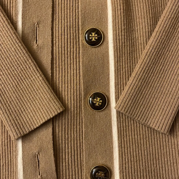 Tory Burch Ribbed Cardigan, Logo Buttons, XS - Picture 3 of 7